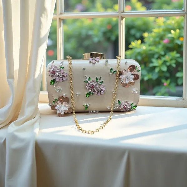 New minimalist and stylish rhinestone flower handbag